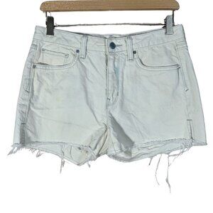 GAP High Rise Slim Cut-Offs Bleached White Denim Shorts Distressed Size 27